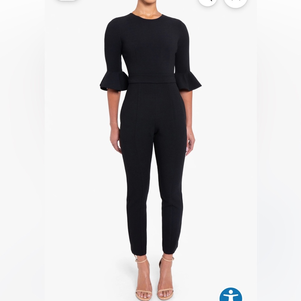 Black Halo Classic Black Jumpsuit with Ruffle Sleeves